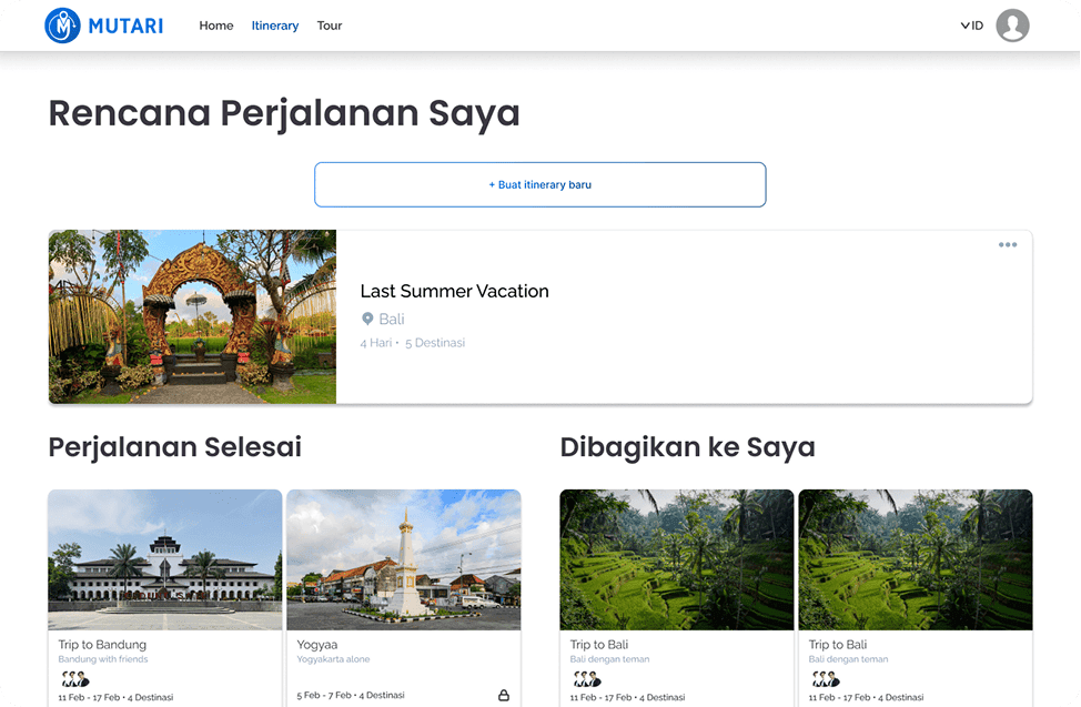Create Itinerary Screen